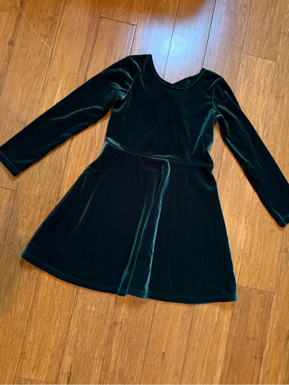 The Children's Place Dark Green Velvet Long-Sleeve Dress